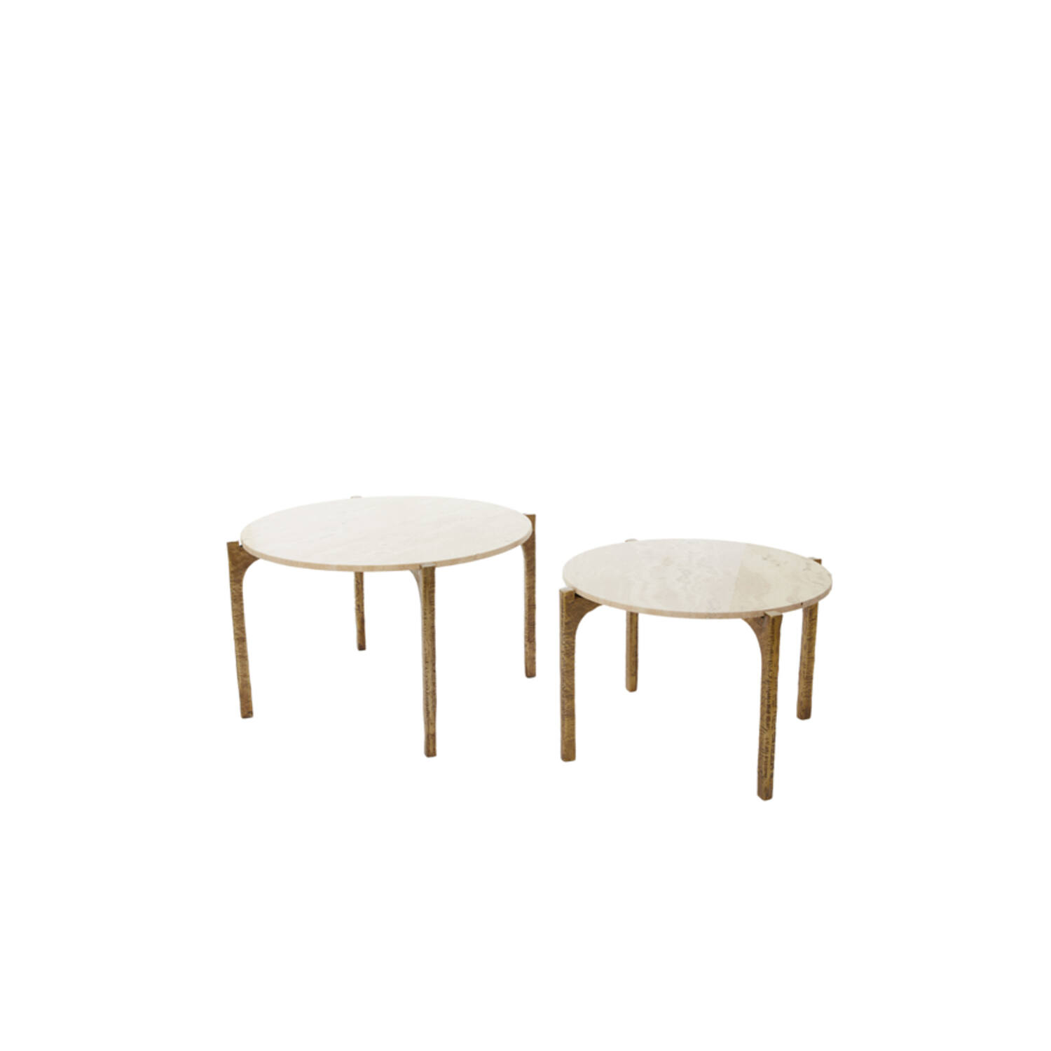 Light & Living Salontafel S/2 Ø65x39+Ø76x44 cm KANAE travert zand+ant brons