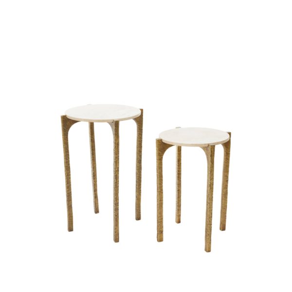 Light & Living Bijzettafel S/2 Ø41x54+Ø45x64 cm KANAE travert zand+ant brns