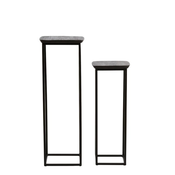 Light & Living Zuil S/2 30x30x80+35x35x100 cm QUENZA acacia ht mt zwrt+zwrt