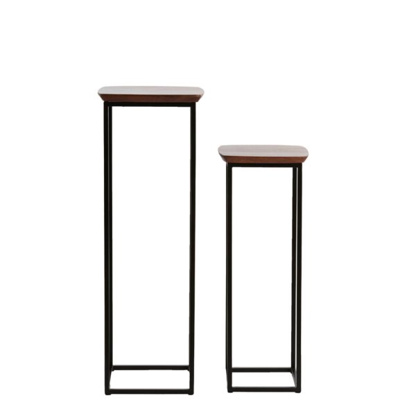 Light & Living Zuil S/2 30x30x80+35x35x100 cm QUENZA acacia hout bruin+zwrt