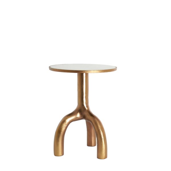 Light & Living Bijzettafel Ø40,5x53 cm MELLO glans bruin brons+glas taupe