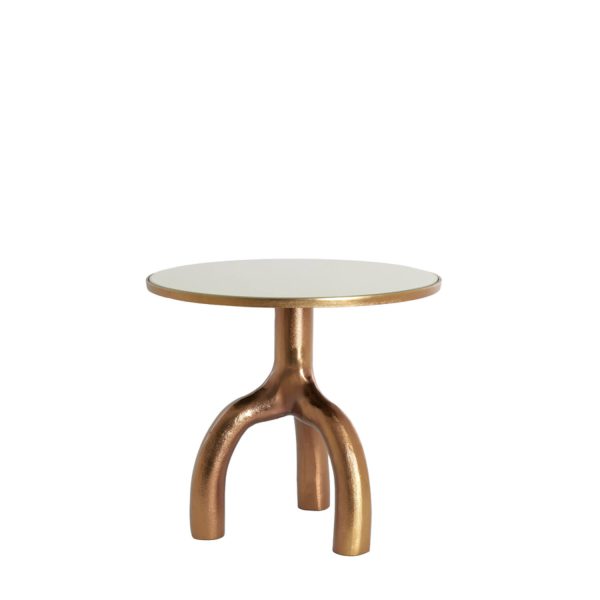 Light & Living Bijzettafel Ø50,5x45,5 cm MELLO glans brn brons+glas taupe