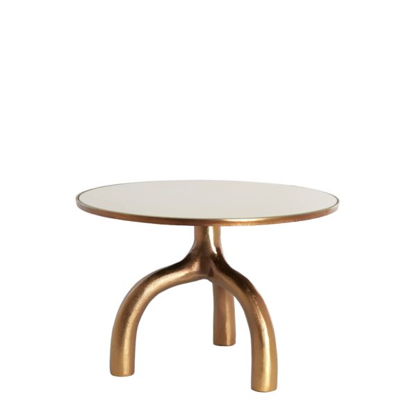 Light & Living Salontafel Ø65x44 cm MELLO glans bruin brons+glas taupe