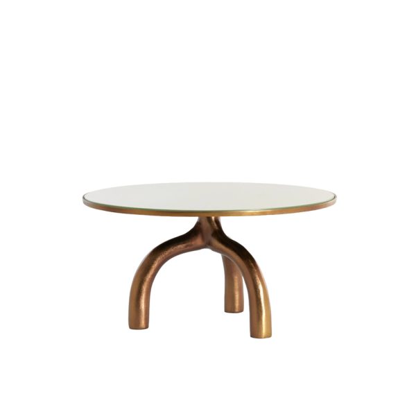 Light & Living Salontafel Ø76x40 cm MELLO glans bruin brons+glas taupe