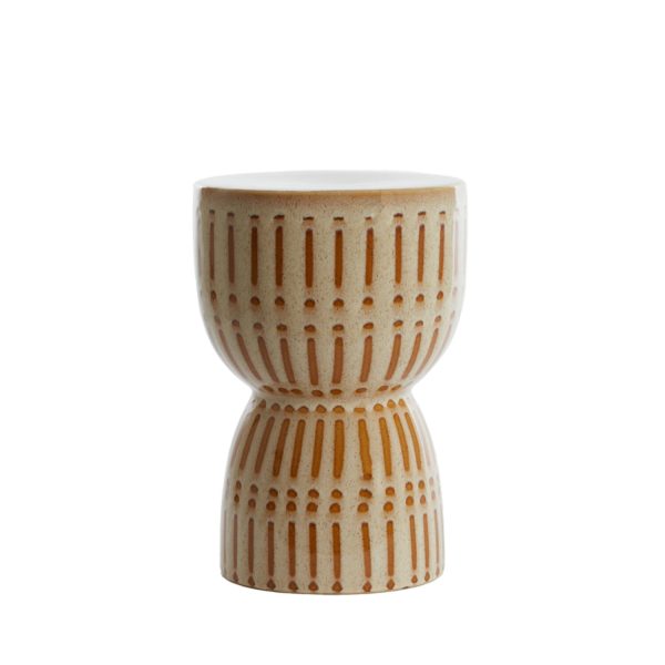Light & Living Bijzettafel Ø28,5x42 cm FINCA keramiek glans crème+bruin