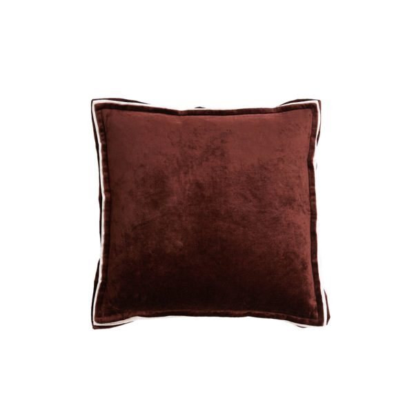 Light & Living Kussen 45x45 cm BAXLEY velvet donker bruin+linnen naturel