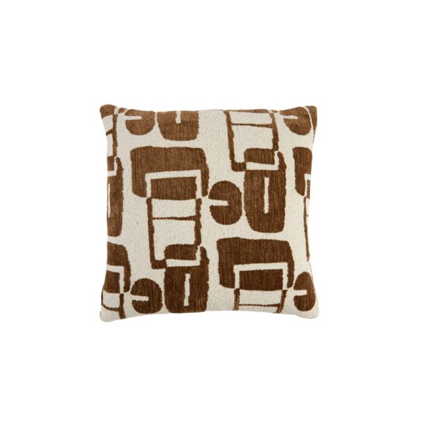 Light & Living Kussen 45x45 cm LYSS donker bruin+crème veren gevuld