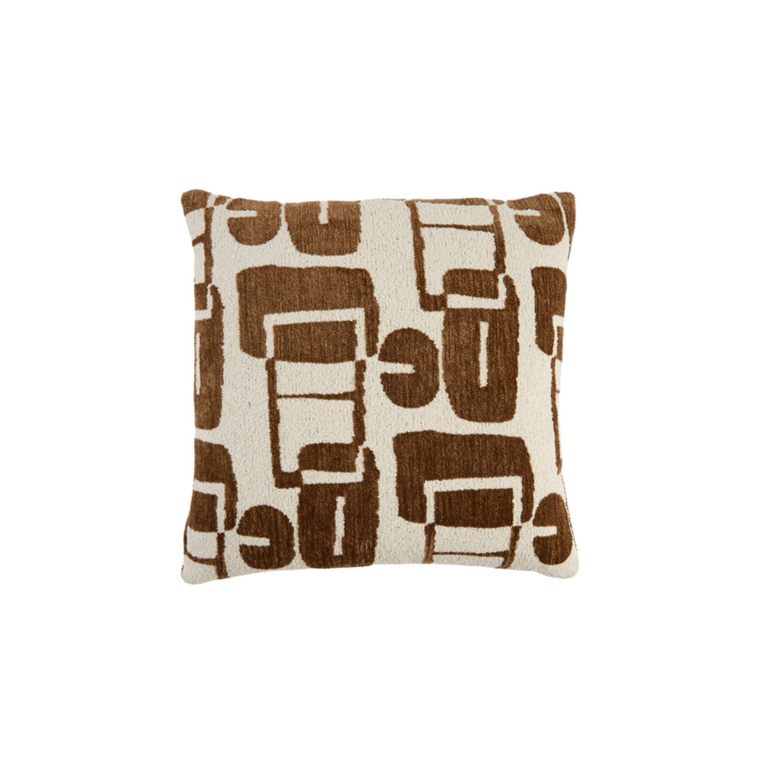 Light & Living Kussen 45x45 cm LYSS donker bruin+crème veren gevuld