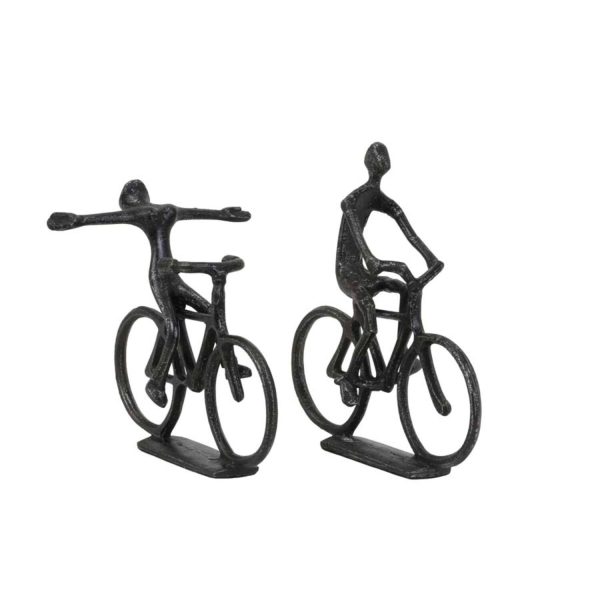 Light & Living Ornament S/2 24x18x22+24x7x25 cm CYCLISTS ant zwrt parelmoer