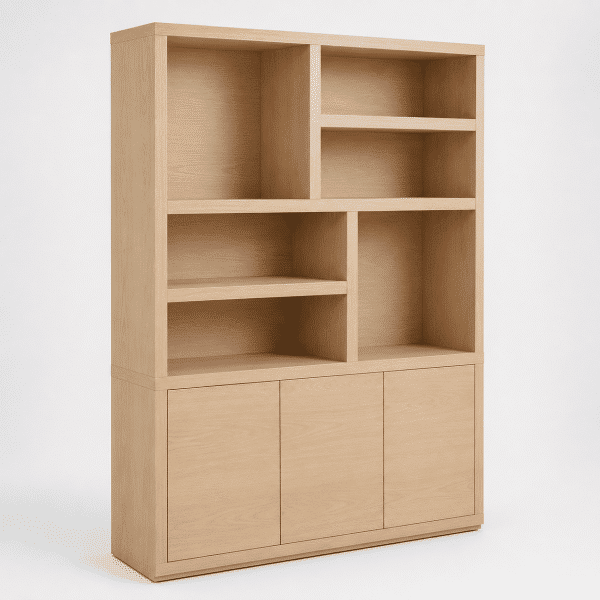 Nijwie Dutch Industries Tampere boekenkast 160 met 3 deuren en 6 open vakken, Natural Oak - Oak Collection