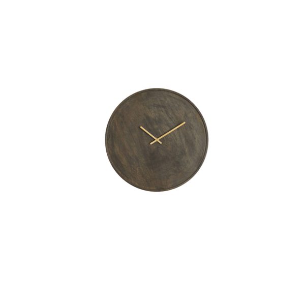 Light & Living Klok Ø41 cm VETI mango hout donker bruin+goud