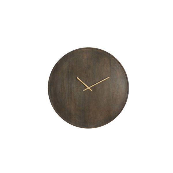 Light & Living Klok Ø56 cm VETI mango hout donker bruin+goud