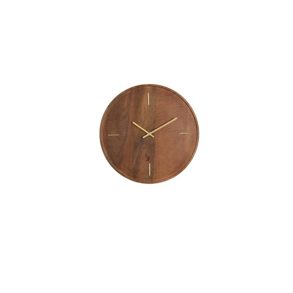Light & Living Klok Ø41 cm VETI mango hout bruin+goud
