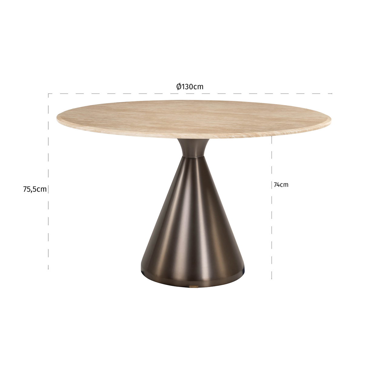 Richmond Interiors Eettafel Montgommery beige 130Ø