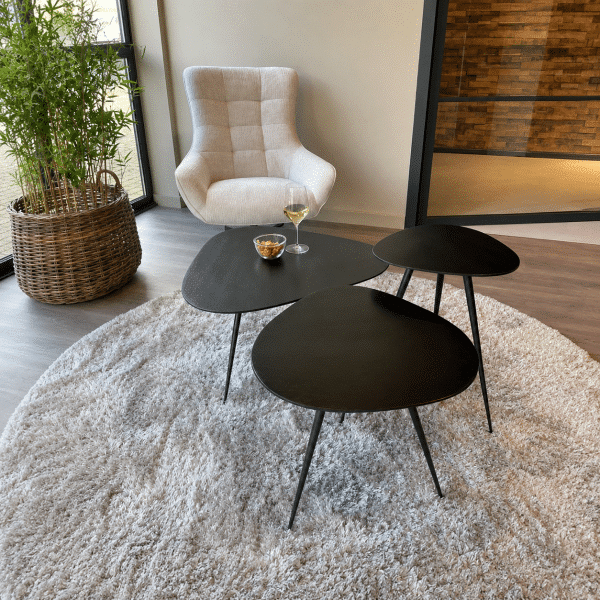 Livingfurn Brix Loua Black set of 3