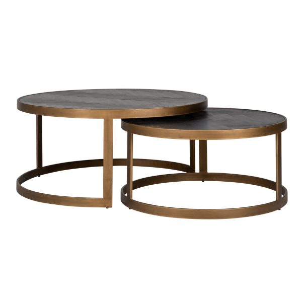 Richmond Interiors Salontafel Blackbone Brass black rustic (Set of 2)