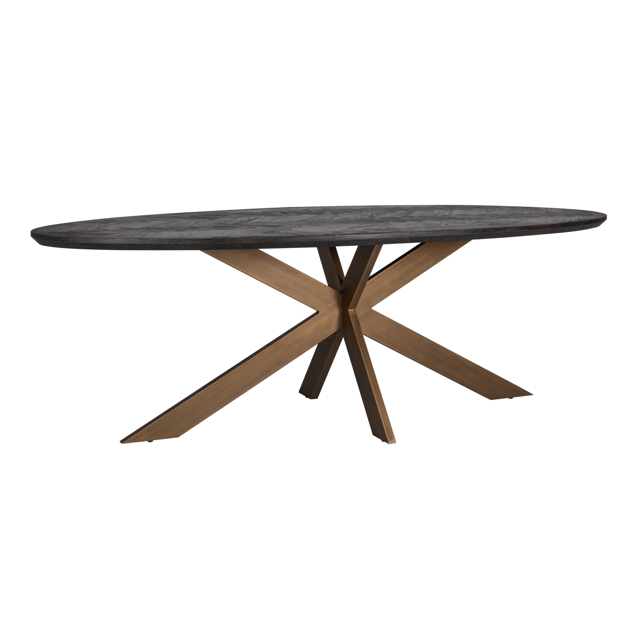 Richmond Interiors Eettafel Blackbone Brass black rustic oval 260