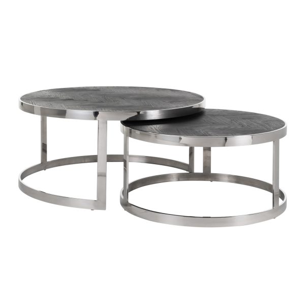 Richmond Interiors Salontafel Blackbone Silver black rustic (Set of 2)