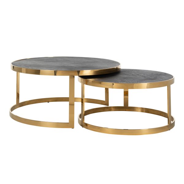 Richmond Interiors Salontafel Blackbone Gold black rustic (Set of 2)