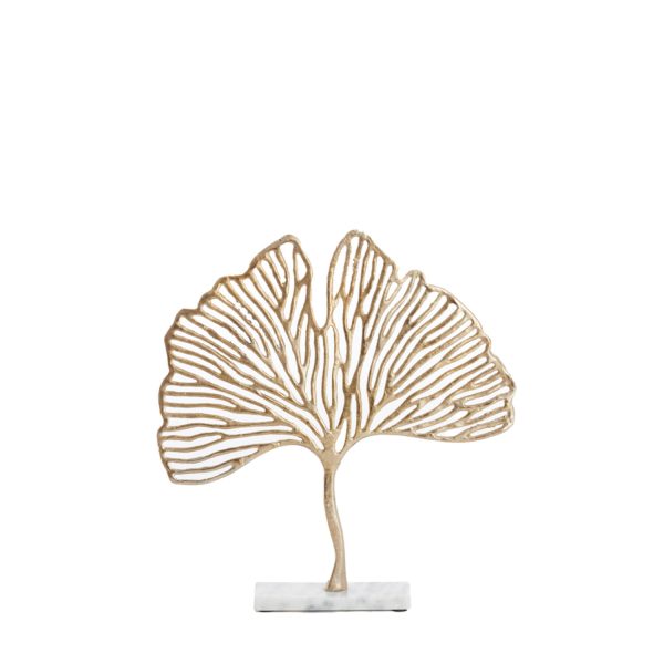 Light & Living Ornament op voet 36x6x39 cm LEAF goud+marmer wit