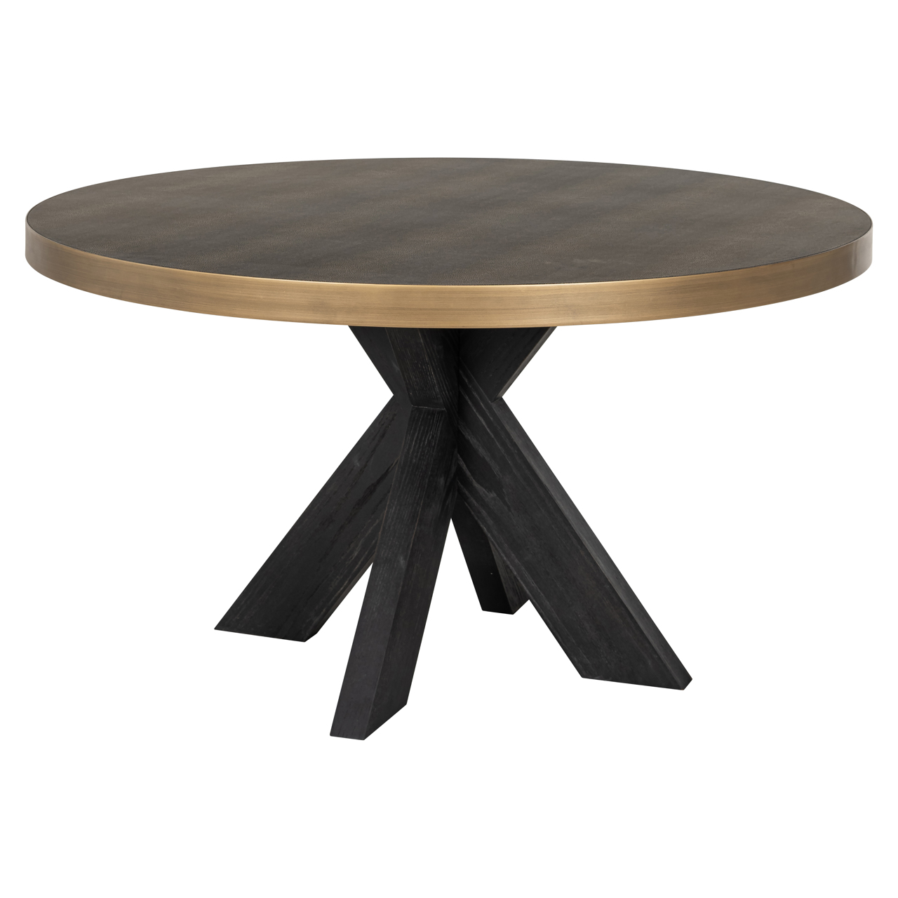 Richmond Interiors Eettafel Bloomville brass shagreen incl. glass top 140Ø