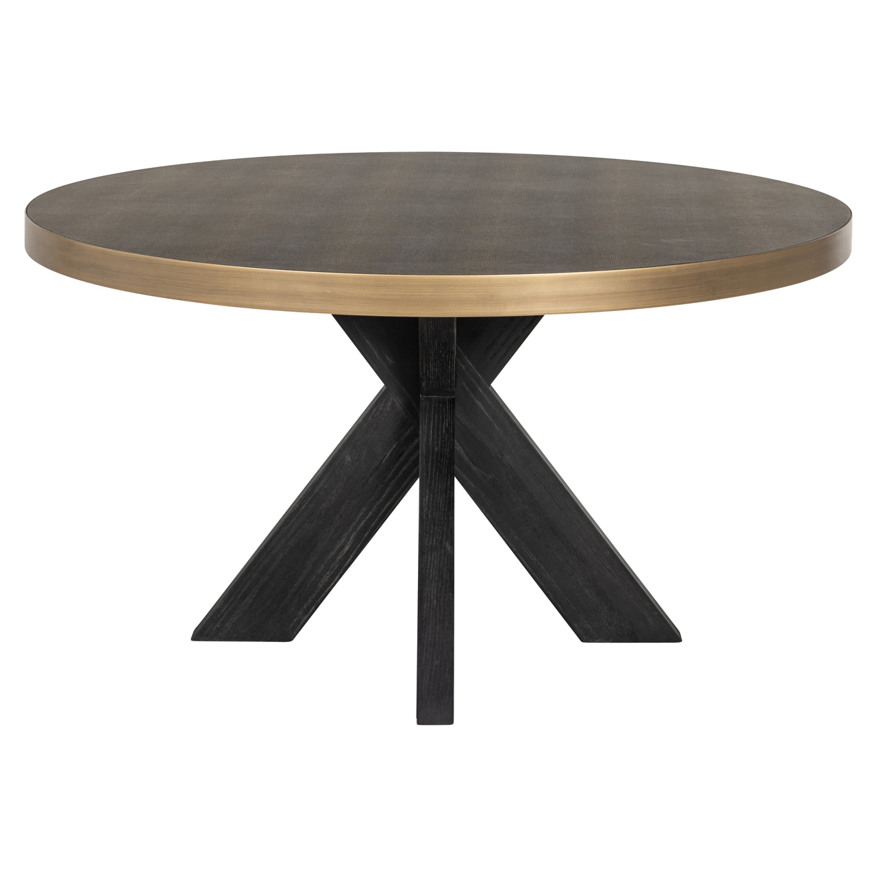 Richmond Interiors Eettafel Bloomville brass shagreen incl. glass top 140Ø