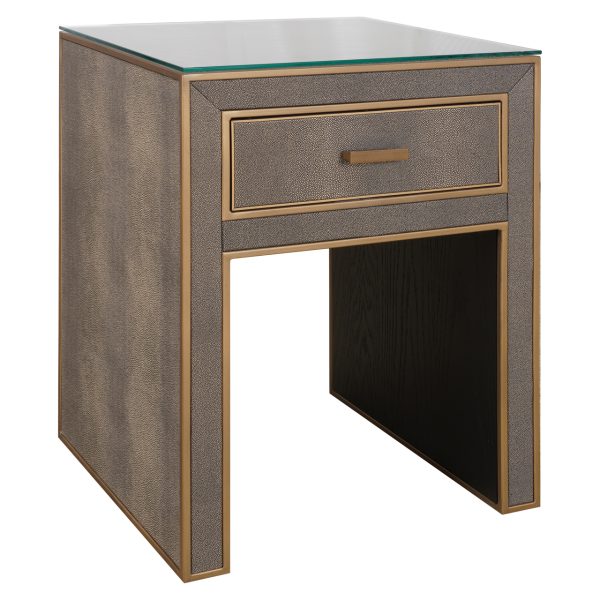 Richmond Interiors Nachtkastje Bloomville brass shagreen incl. glass top