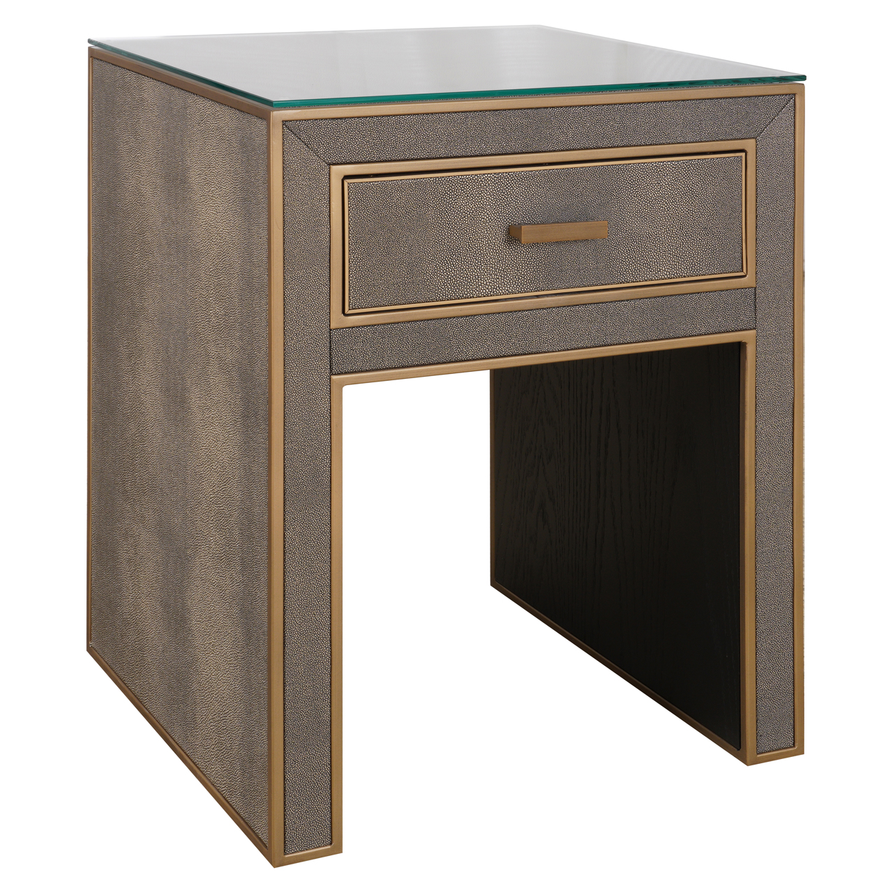 Richmond Interiors Nachtkastje Bloomville brass shagreen incl. glass top