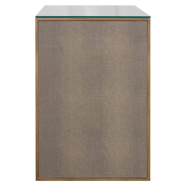 Richmond Interiors Nachtkastje Bloomville brass shagreen incl. glass top