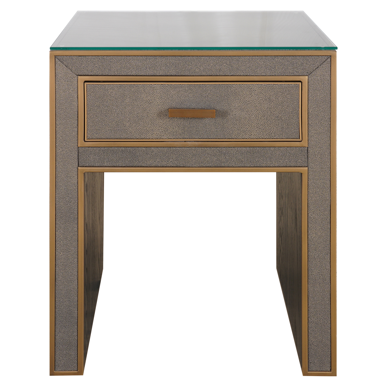 Richmond Interiors Nachtkastje Bloomville brass shagreen incl. glass top