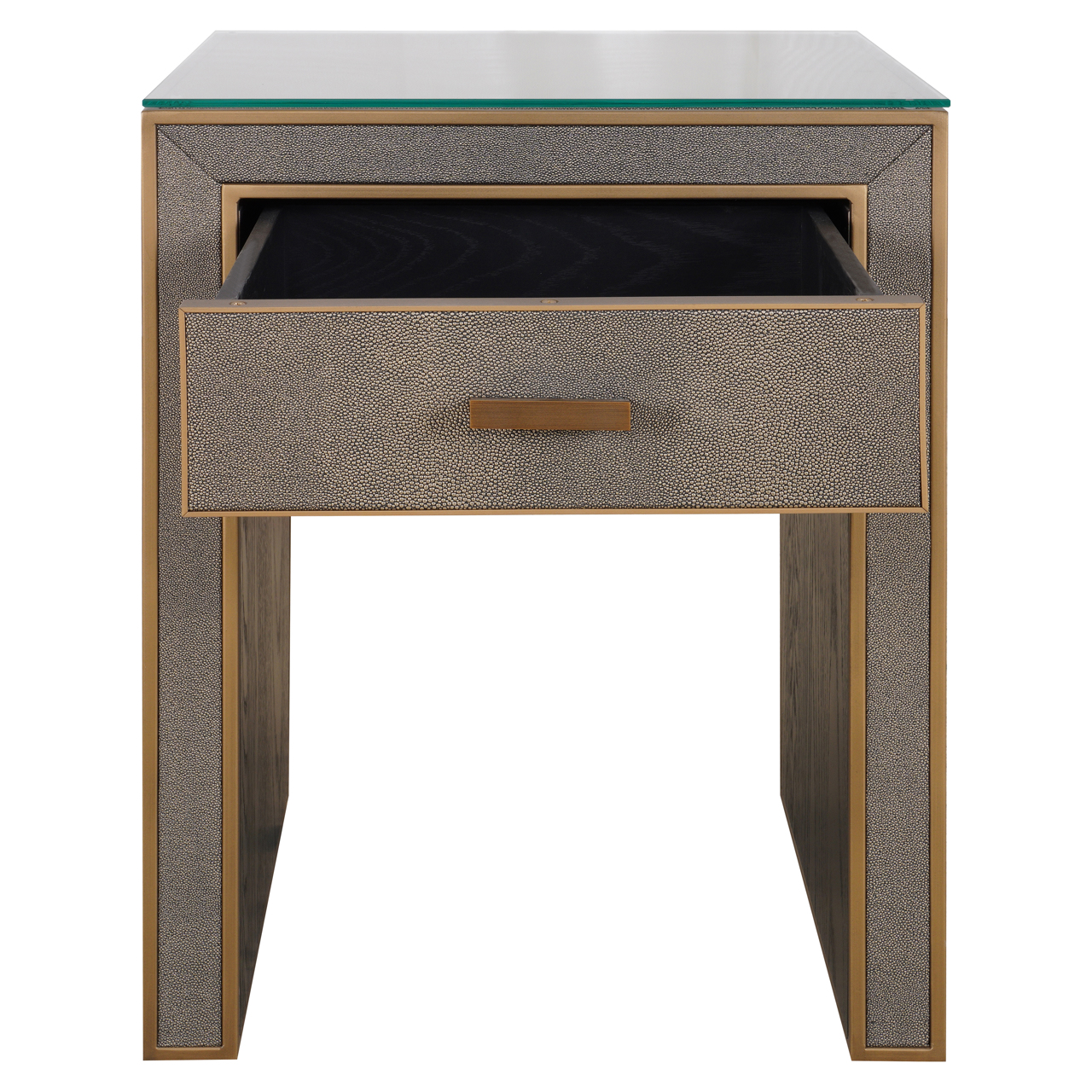 Richmond Interiors Nachtkastje Bloomville brass shagreen incl. glass top