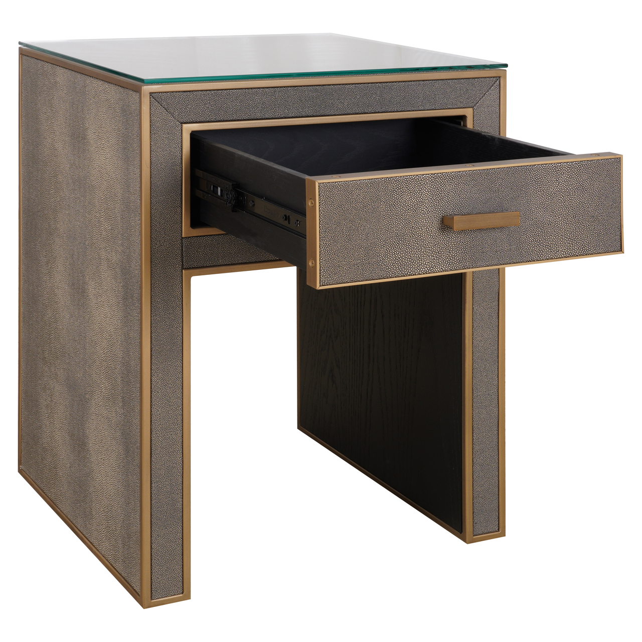 Richmond Interiors Nachtkastje Bloomville brass shagreen incl. glass top