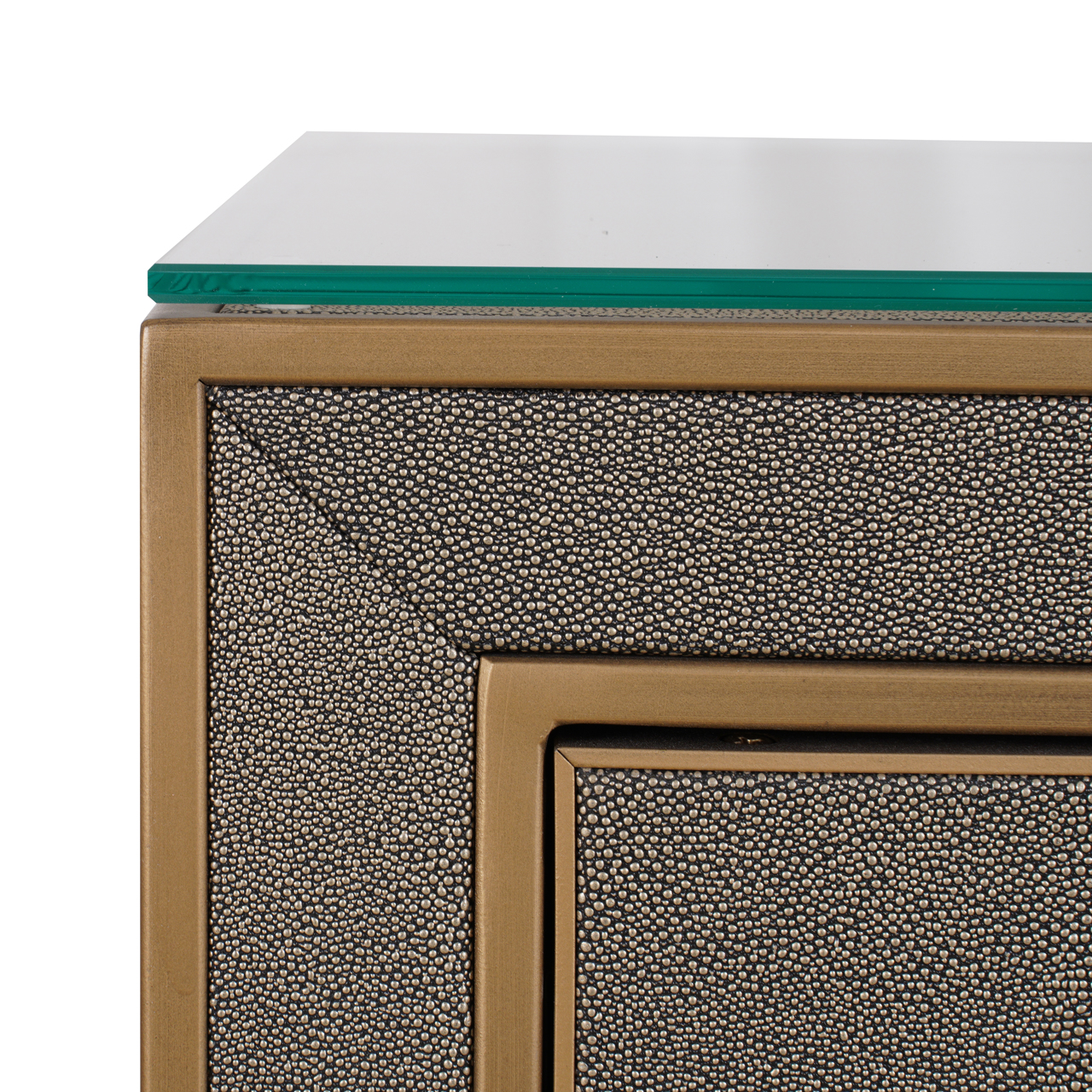 Richmond Interiors Nachtkastje Bloomville brass shagreen incl. glass top