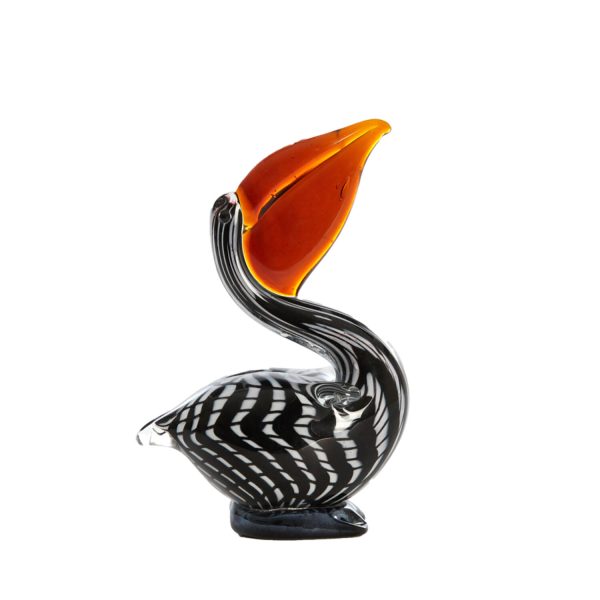 Light & Living Ornament 13x7x19 cm PELICAN glas zwart-wit+bruin gestreept