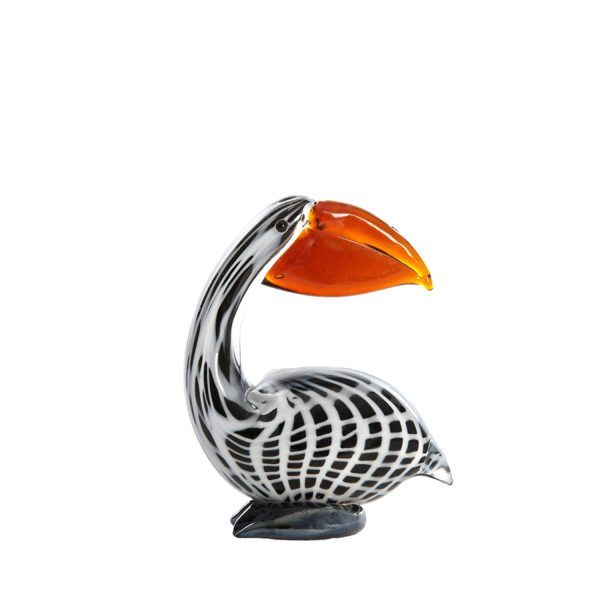 Light & Living Ornament 13x7x16,5 cm PELICAN glas zwart-wit+bruin gestreept