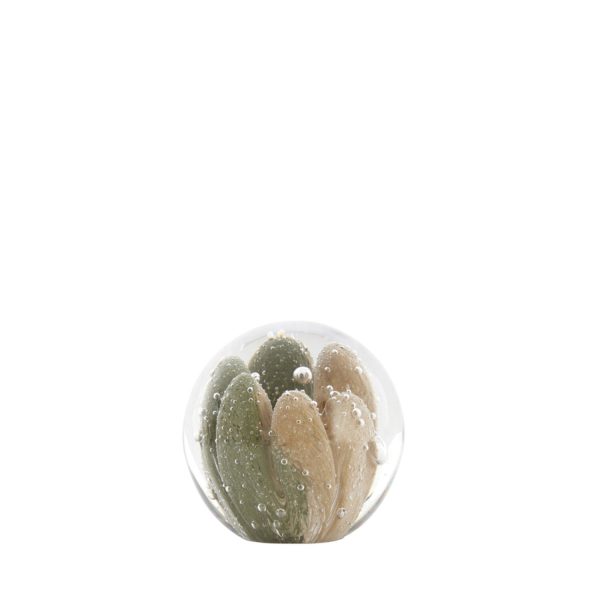 Light & Living Ornament Ø8x8 cm YVEN glas zand+groen