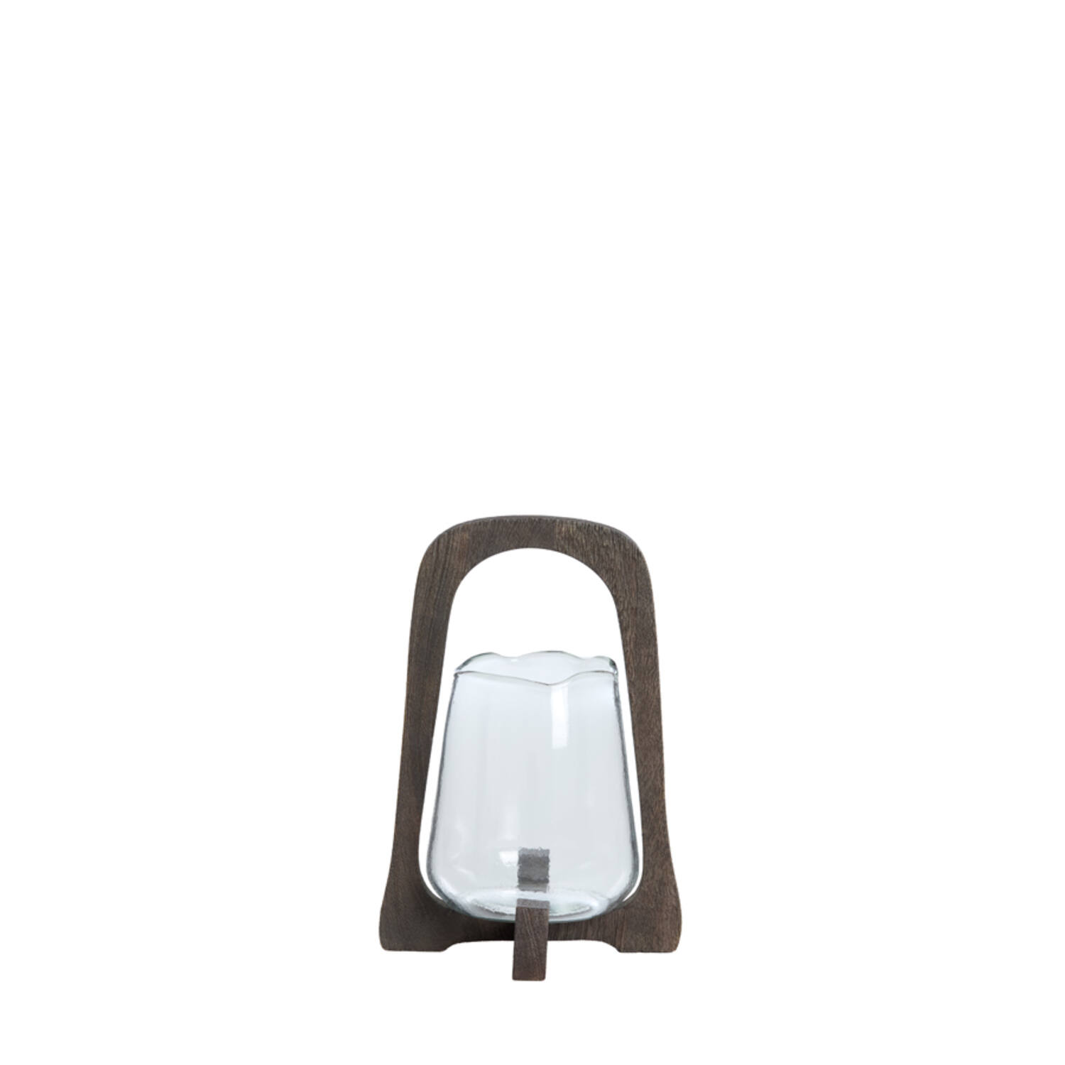 Light & Living Windlicht Ø18x26,5 cm ANOSY glas helder+hout mat d bruin