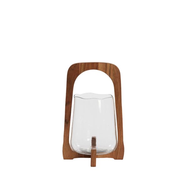 Light & Living Windlicht Ø21,5x35 cm ANOSY glas helder+hout naturel