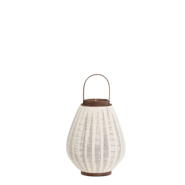 Light & Living Windlicht Ø32x40 cm DAZIO linnen naturel+donker bruin hout