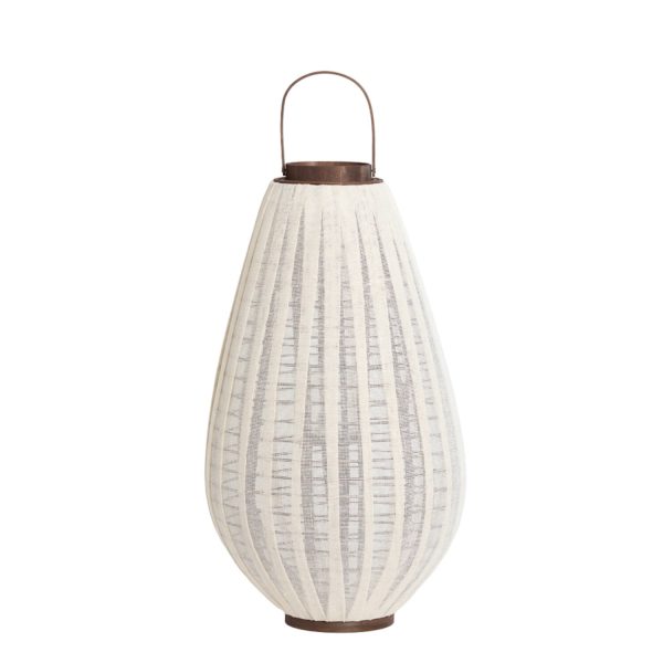 Light & Living Windlicht Ø38x70 cm DAZIO linnen naturel+donker bruin hout
