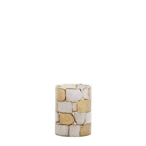 Light & Living Theelicht Ø10x13 cm DRONERO glas transparant+wit+bruin