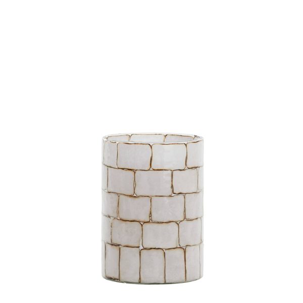 Light & Living Theelicht Ø14x20 cm DRONERO glas transparant+wit
