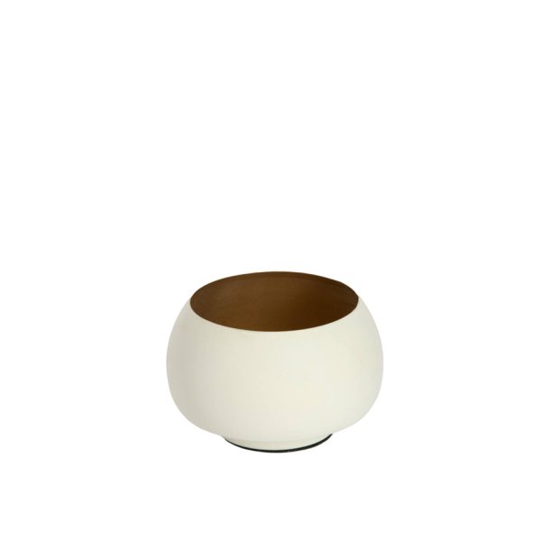 Light & Living Theelicht Ø12x8 cm RAPALLO mat crème+goud
