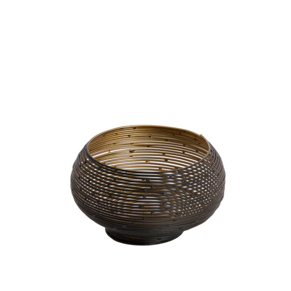 Light & Living Theelicht Ø15x9 cm URBINO mat zwart+goud