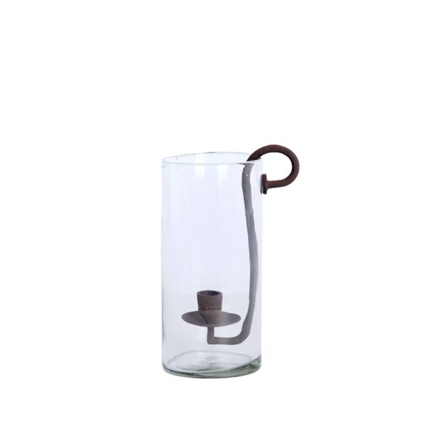 Light & Living Windlicht 17x13x28,5 cm DOLEGA glas helder+antiek dnkr bruin