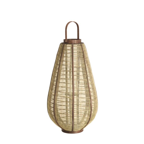 Light & Living Windlicht Ø37x69,5 cm LINOA linnen bruin+hout donker bruin