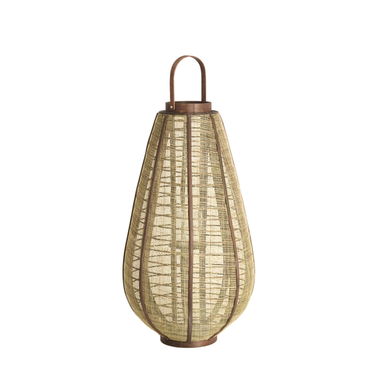 Light & Living Windlicht Ø37x69,5 cm LINOA linnen bruin+hout donker bruin