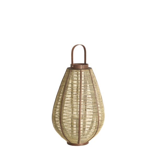 Light & Living Windlicht Ø36x55,5 cm LINOA linnen bruin+hout donker bruin