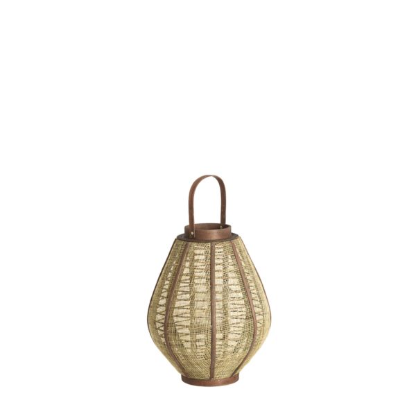Light & Living Windlicht Ø32x40 cm LINOA linnen bruin+hout donker bruin