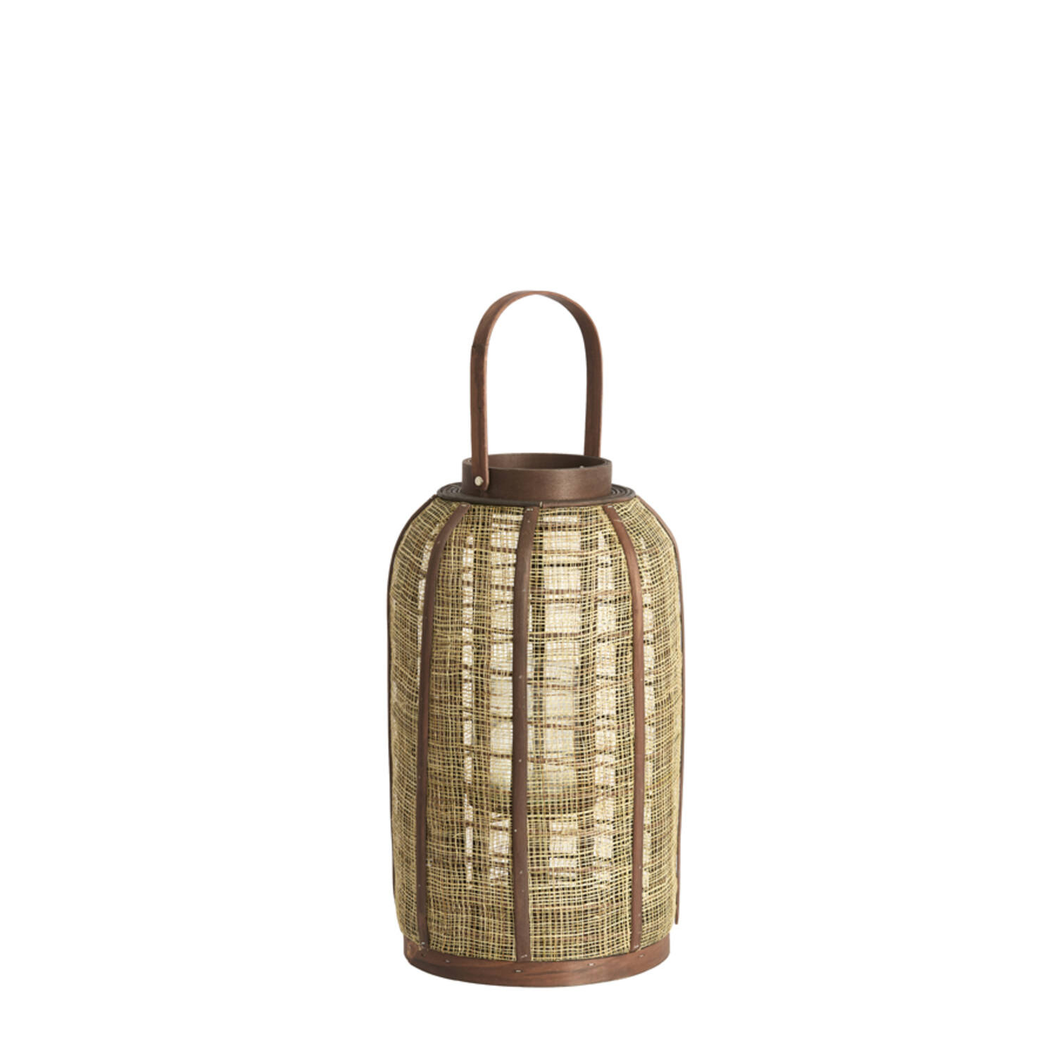 Light & Living Windlicht Ø23x40 cm SEREIN linnen bruin+hout donker bruin
